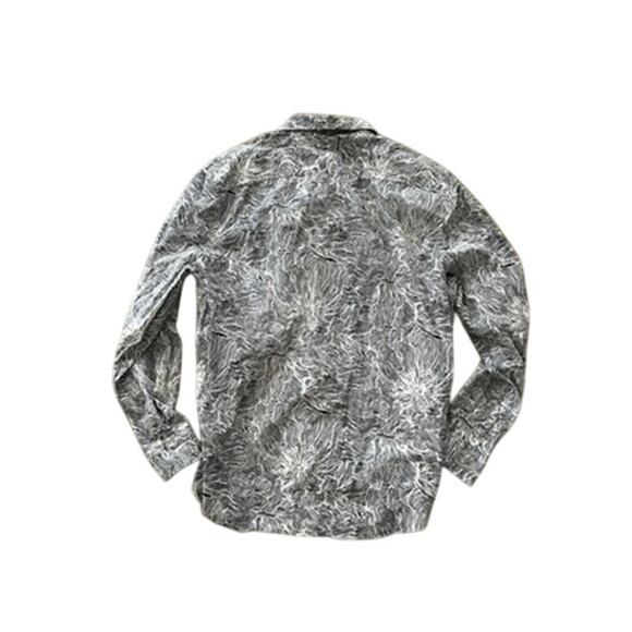 EUC Men's Perry Ellis button up dress shirt size XXL, black and white w flowers - Picture 3 of 8